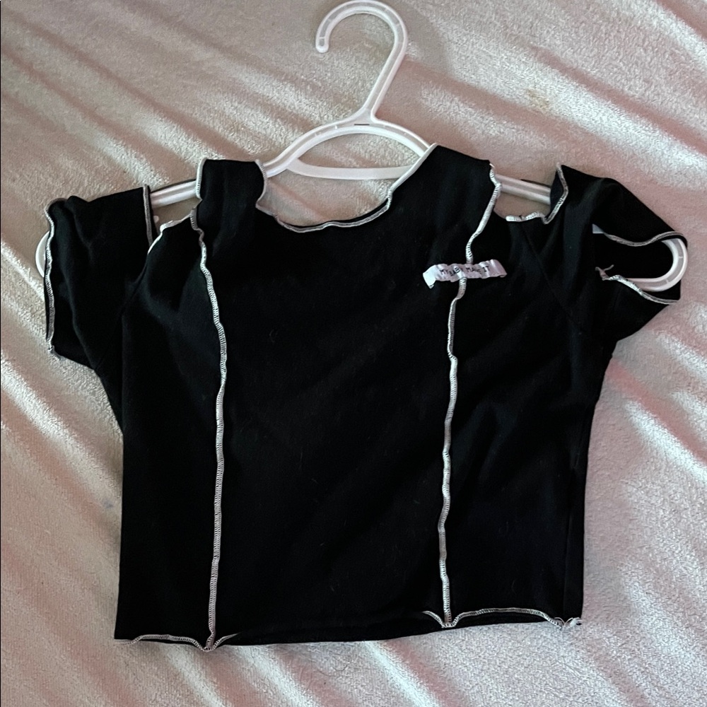 Chic Black Top with White Trim